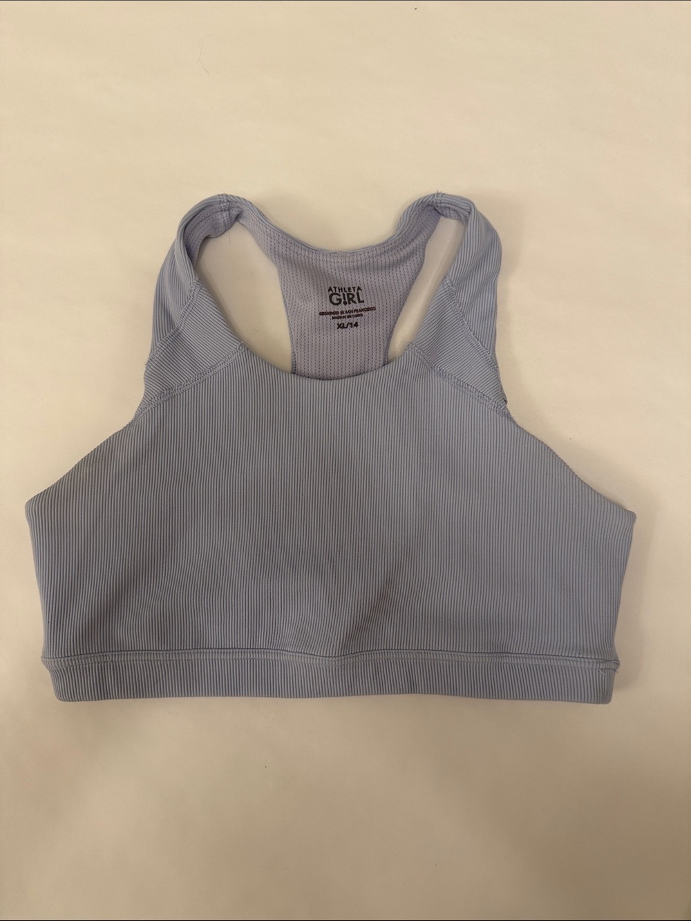 Athleta GIRL Light Blue Ribbed Racerback Sports Bra